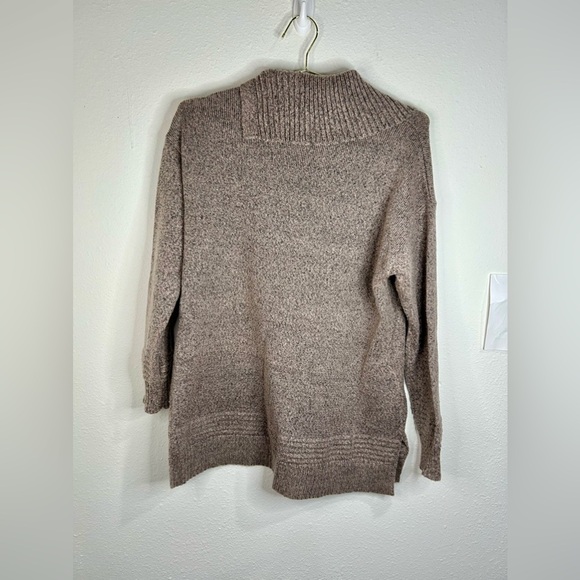 Fortune + Ivy Women’s Large Brown Cowl Neck Button Sweater 27” Length - Picture 6 of 7